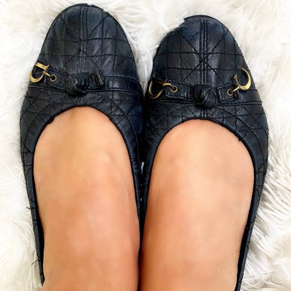 Christian Dior Cannage Leather Ballet Flats